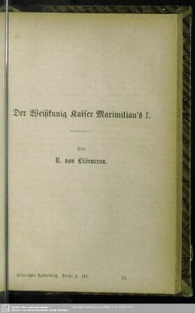 Der Weißkunig Kaiser Maximilian's I.