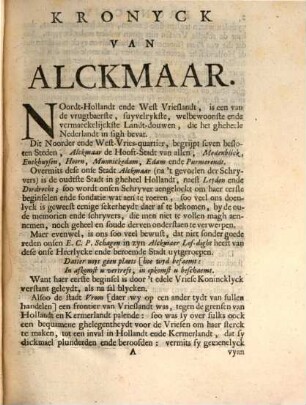 Kronyck van Alckmaar met zyn dorpen