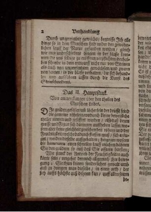 Das II. Hauptstuck. Von anmerckungen über den theilen des Menschen Leibes