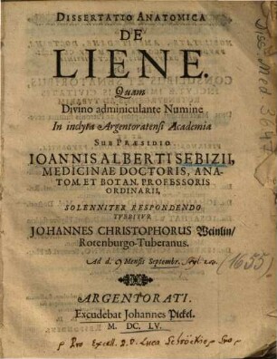 Dissertatio Anatomica De Liene