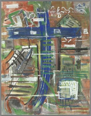 Landschaft mit blauem Kreuz