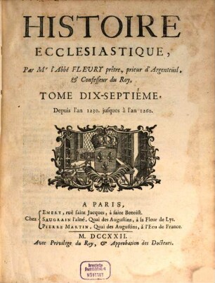 Histoire Ecclesiastique, 17. Depuis l'an 1230. jusques à l'an 1260