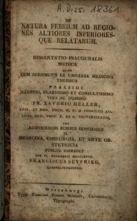 De natura febrium ad regiones altiores inferioresque relatarum