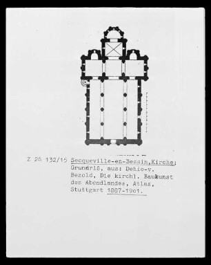 Grundriss einer Kirche (Saint-Sulpice?) ub Secqueville-en-Bessin