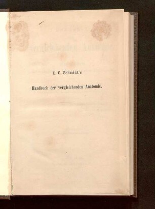 Handbuch der vergleichenden Anatomie : Leitfaden bei zoologischen und zootomischen Vorlesungen
