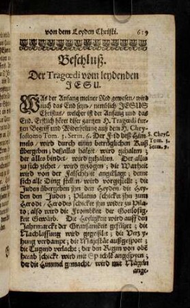 619-624, Beschluß. Der Tragoedi vom leydenden Jesu.