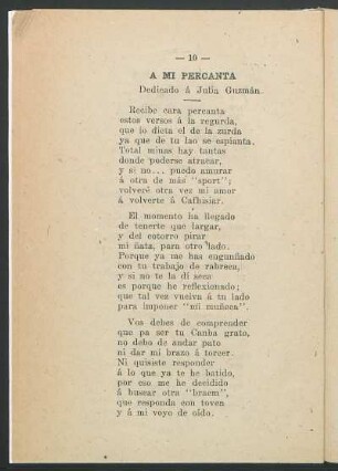 A mi percanta : Dedicado á Julia Guzmán.