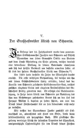 V. Der Großhofmeister Ulrich von Schwerin