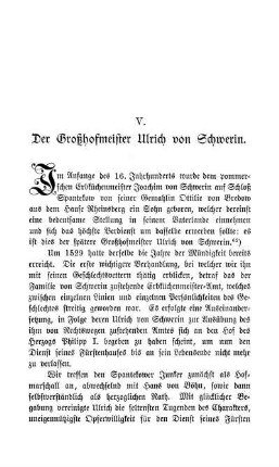 V. Der Großhofmeister Ulrich von Schwerin