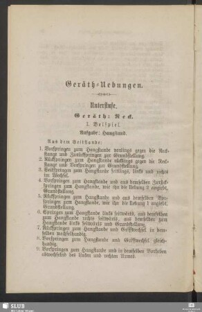 Geräth-Uebungen. Unterstufe