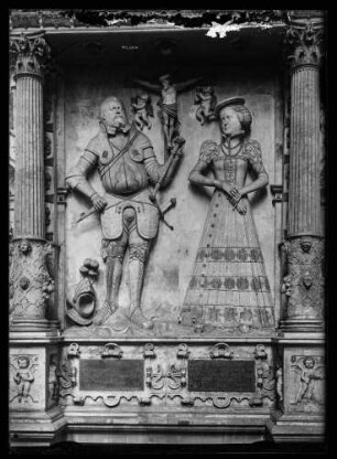 Detail vom Isenburgschen Epitaph: Graf Georg von Isenburg-Büdingen und Gemahlin Gräfin Barbara von Wertheim