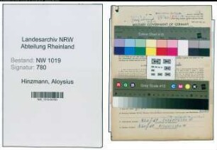 Entnazifizierung Aloysius Hinzmann , geb. 22.12.1899 (Postschaffner)