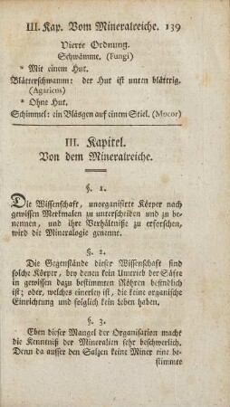 III. Kapitel. Von dem Mineralreiche.
