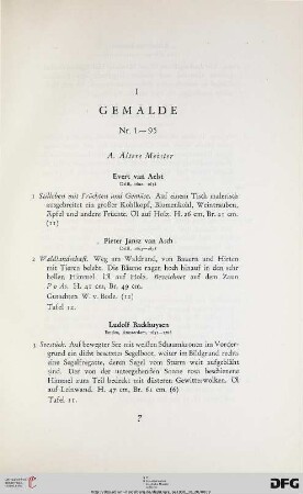 I. Gemälde (Nr. 1-95)