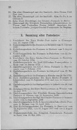 K. Sammlung alter Postscheine