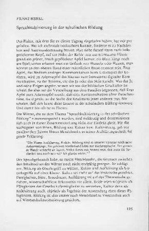 Sprachkultivierung in der schulischen Bildung