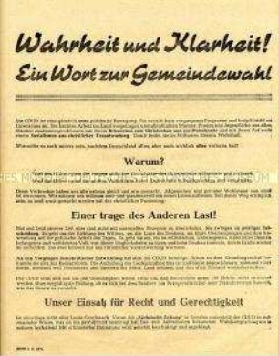 Wahlpropaganda der CDU zu den Gemeindewahlen 1946