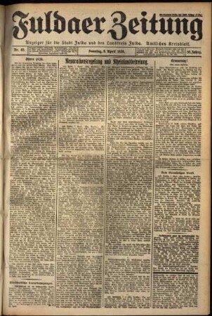 Erste Ausgabe vom Sonntag, den 08. April 1928.