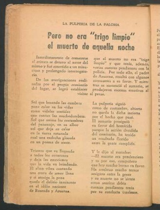 Pero no era "trigo limpio" el muerto de aquella noche