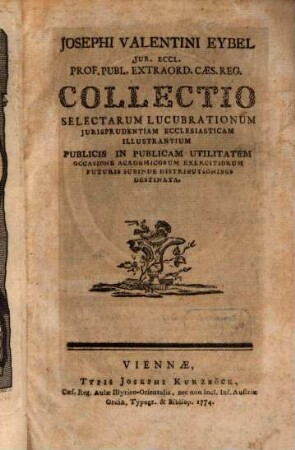 Collectio selectarum lucubrationum iurisprudentiam ecclesiasticam illustrantium