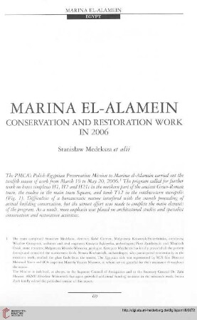 18: Marina el-Alamein : conservation and restoration work in 2006