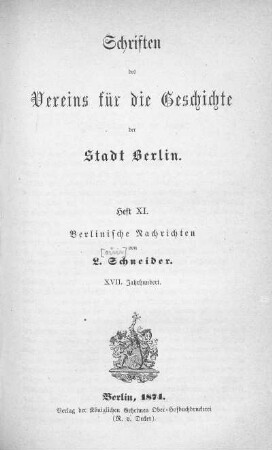 Berlinische Nachrichten : XVII. Jahrhundert