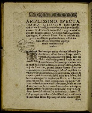 Amplissimo, Spectatissimo, [...] Dn. Erasmo Stövero, [...] Dn. Johanni Seniori, [...]