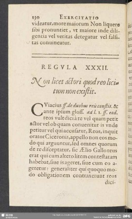 Regula XXXII. Non licet actori quod reo licitum non existit