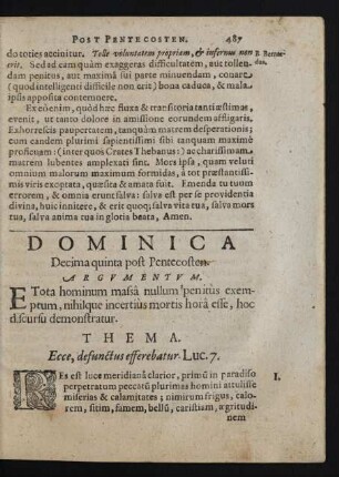 Dominica Decima quinta post Pentecosten.