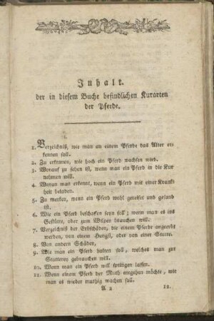 Inhalt. der in diesem Buche befindlichen Kurarten der Pferde
