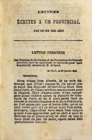 Lettres provinciales, 1