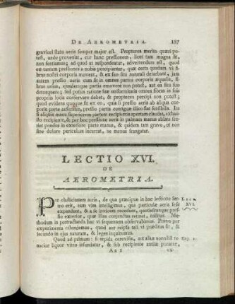 Lectio XVI. De Aerometria.