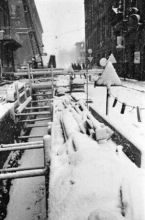 Schnee in der Karlsruher Innenstadt.