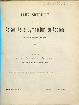 Jahresbericht : für .... 1887/88