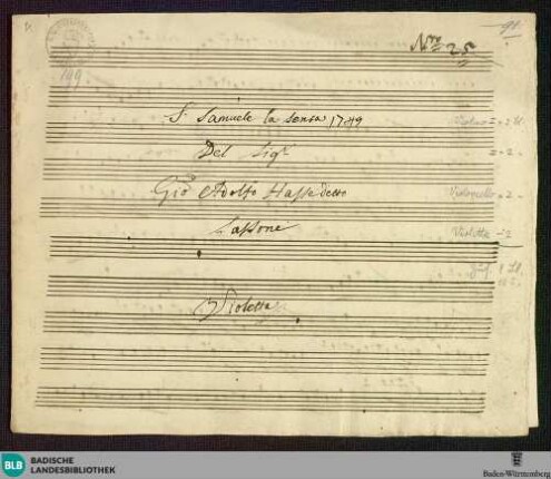 Leucippo. Excerpts - Mus. Hs. 199 : strings