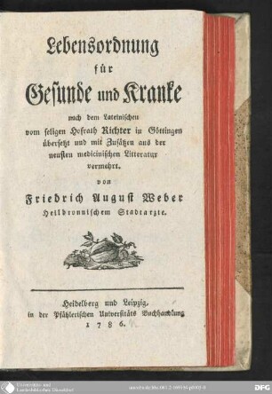 Lebensordnung für Gesunde und Kranke