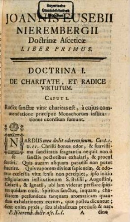 R. P. Joannis Eusebii Nierembergii E Societate Jesu Doctrinae Asceticae Sive Spiritualium Institutionum Pandectae : Omnium Usui Praecipue Religiosorum Accomodatae, 1