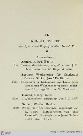 VI: Kunstgewerbe (Nr. 2037-2071)