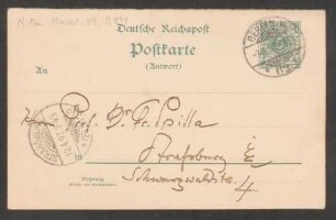 Postkarte an Friedrich Spitta : 09.04.1897