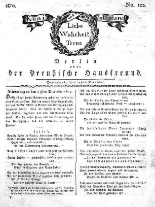 No. 102., 22sten December 1810