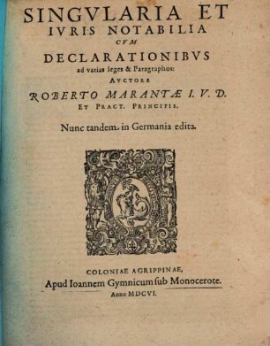 Singularia et Iuris Notabilia