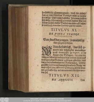 Titulus XII. De Arrestis. Von Arrest und Besatzung.