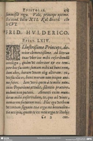 Frid. Hulderico. Epist. LXIV.