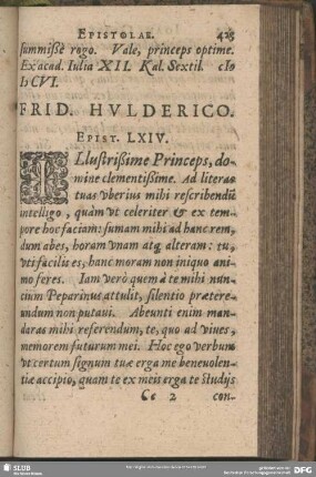 Frid. Hulderico. Epist. LXIV.