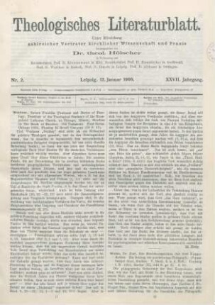 17-18 [Rezension] Weidner, Franklin, Studies in the Book of Exodus. Old Testament. First Series