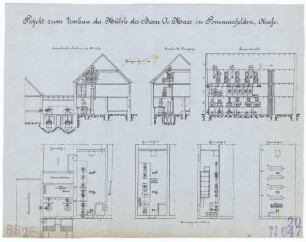 Technische Zeichnung : Projekt zum Umbau der Mühle des Herrn A. Marr in Pommersfelden, Oberfranken