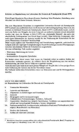 Kriterien zur Begutachtung von Lehrwerken für Deutsch als Fremdsprache (Stand 1979)