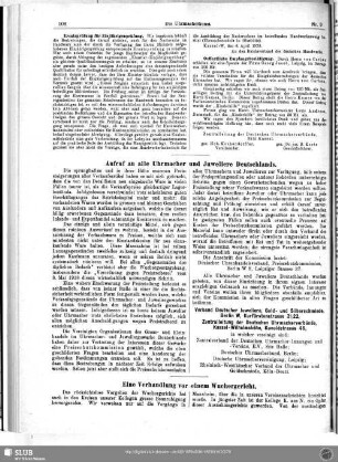 Aufruf an alle Uhrmacher und Juweliere Deutschlands