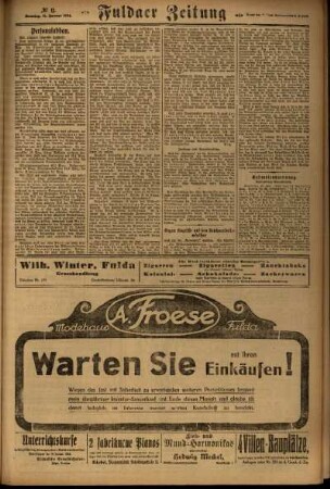 Zweite Ausgabe vom Sonntag, den 13. Januar 1924.
