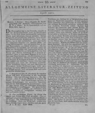Neues Magazin für Befestigungskunst und Artillerie. H. 1. Hrsg. v. J. G. v. Hoyer. Berlin: Reimer 1820